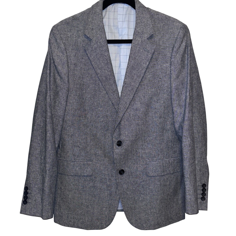 Stafford 40R Blue Speckled Linen Cotton Sports Coat Blazer Classic Fit Corp Prep